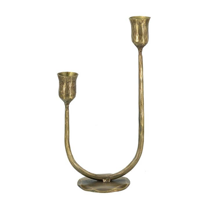 6.3x3.5x11.5" Decorative Iron 2-Light Taper Candle Holder for wholesale by A&B Home Group Inc.