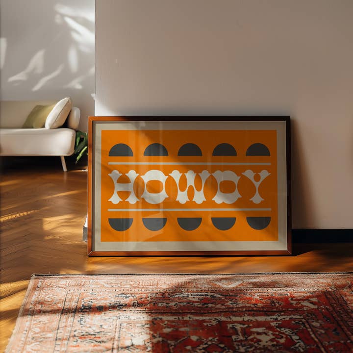 Tejas Country Club - Wholesale Art Print - Orange and Smoky Gray Howdy Home Decor Art Print (FLAT)6
