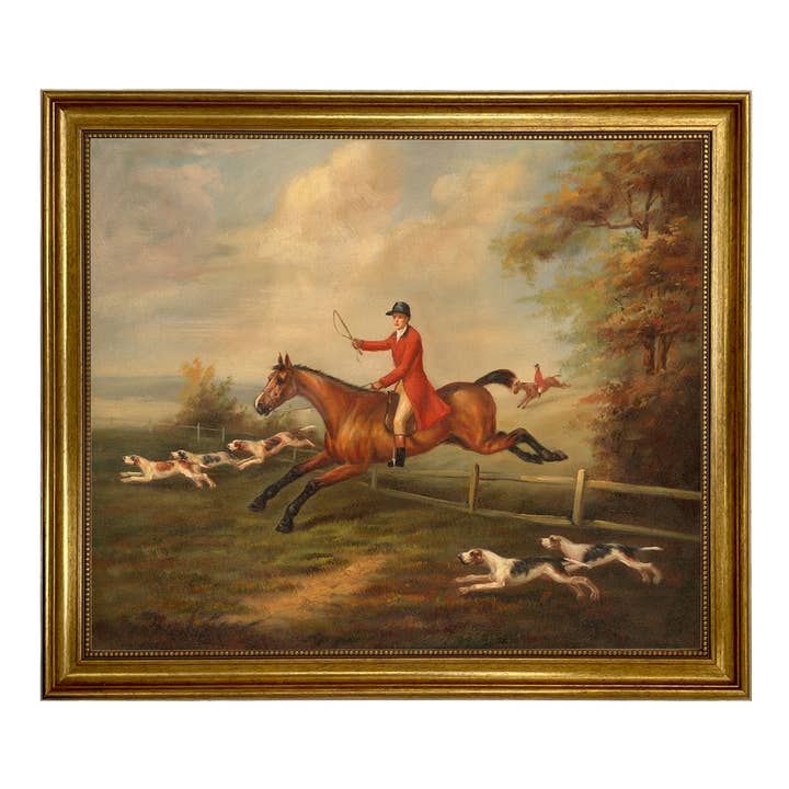 Fox Hunting Scene Vintage Painting Print on Canvas for wholesale by Madison Bay Co. - Historical Home Decor Reproductions