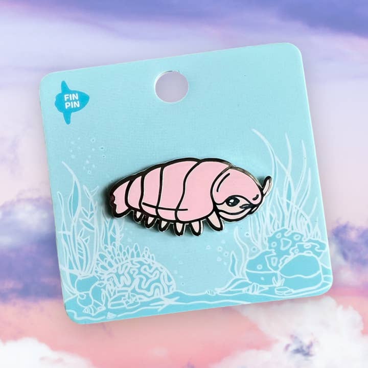 Giant isopod enamel pin (pink) for wholesale by Fin Pin Shop