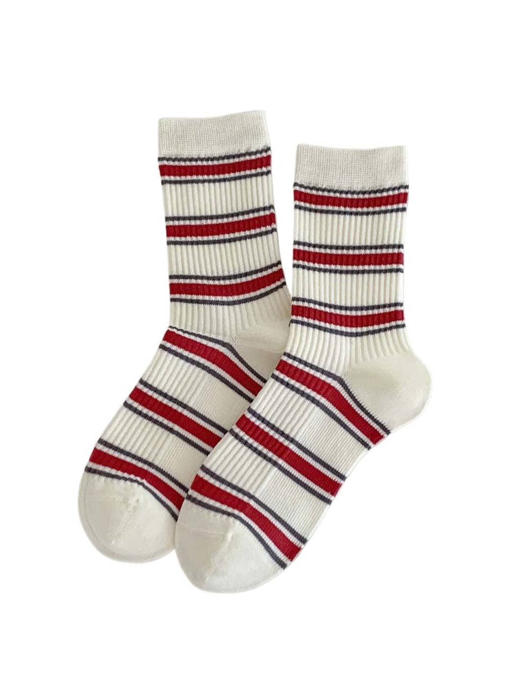Funkyrel® Atzbranding Limited – wholesale Socks – Women's – Rufia - Striped Sporty Mid-Calf Socks for Women1
