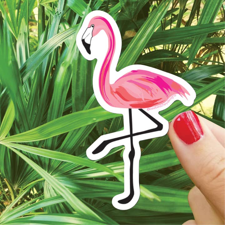 Sticker Flamant Rose pour la vente par Bee Beachey Designs