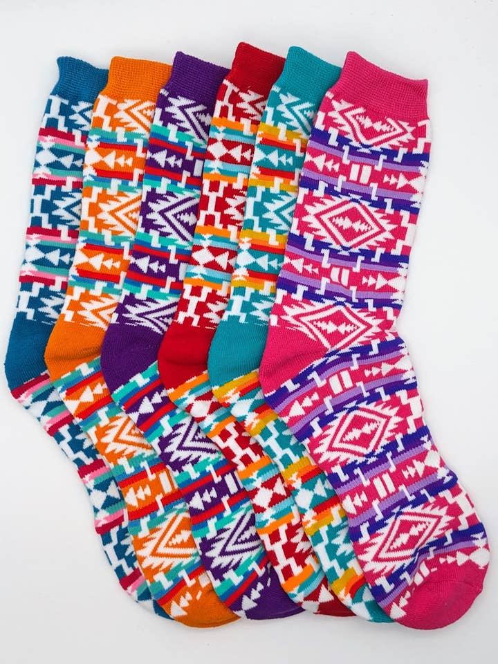 Flag Matrix Inc - Wholesale Socks - Unisex - Native Socks 9 - Sunset Tribal Design7