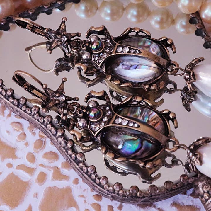 Scarab and Stars Earrings Scarab Collection - Bali Moon Jewels for wholesale by Bali Moon Jewels