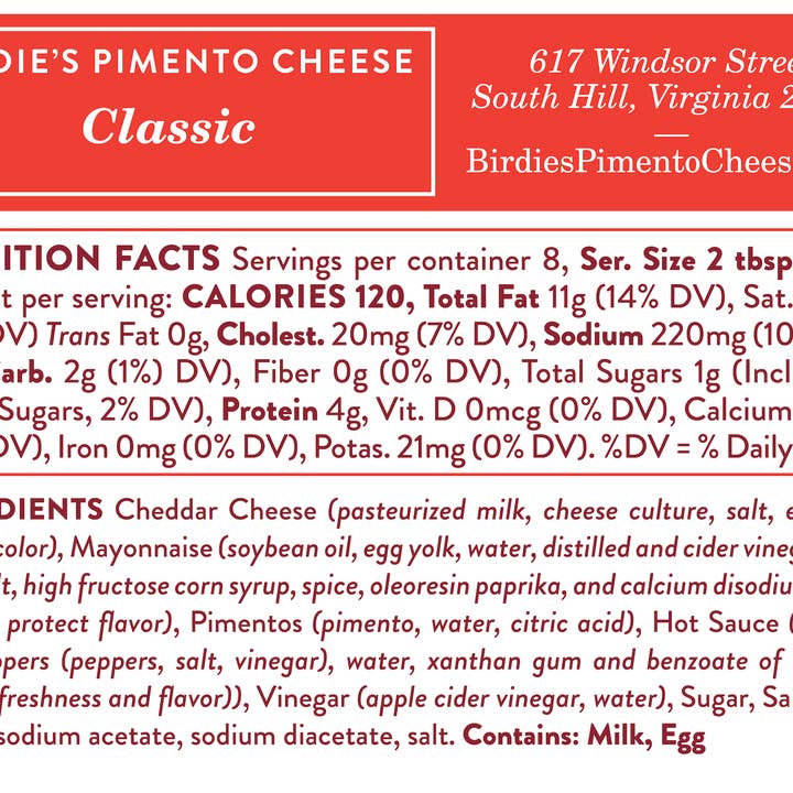 Birdie's Pimento Cheese - Wholesale Cheese - Booster Pack: Click the box, give us the details