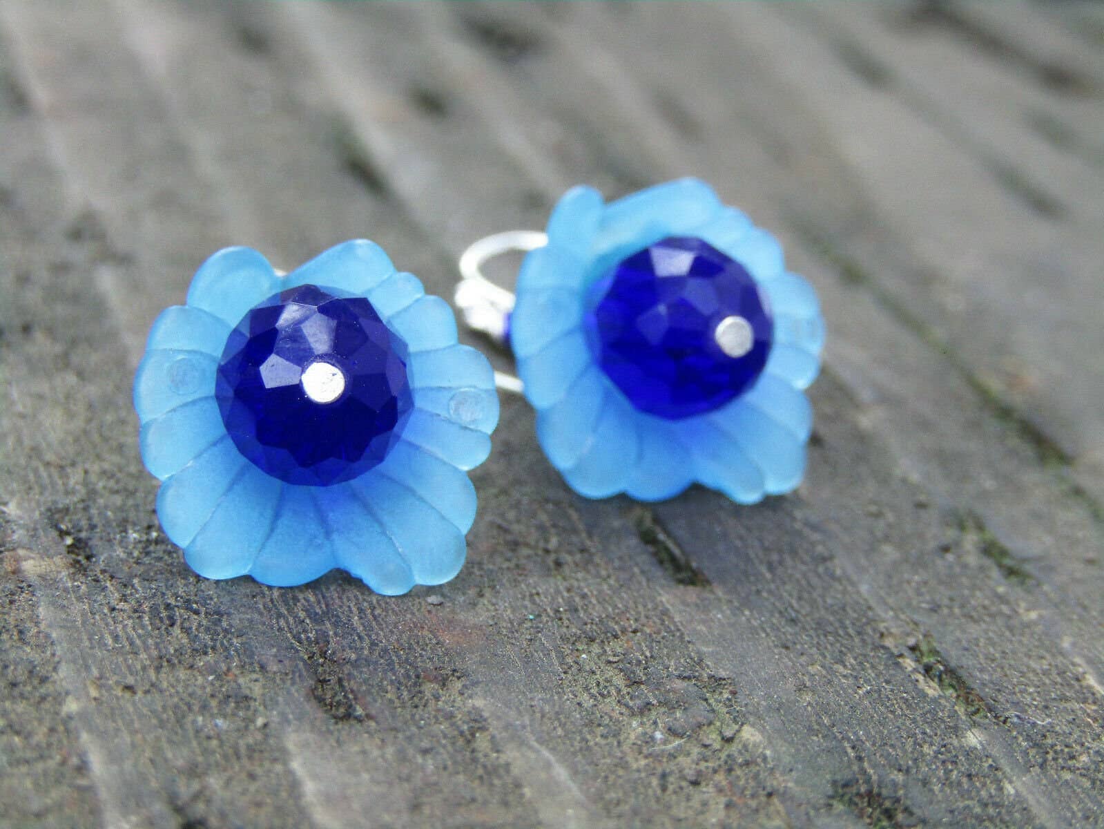 Bad Apple Designs - Wholesale Dangle Earrings - Handmade Blue Lily Earrings: Lucite Crystal Teardrop Dangle4