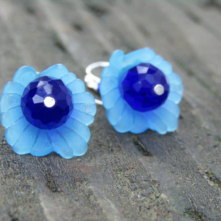 Bad Apple Designs - Wholesale Dangle Earrings - Handmade Blue Lily Earrings: Lucite Crystal Teardrop Dangle4