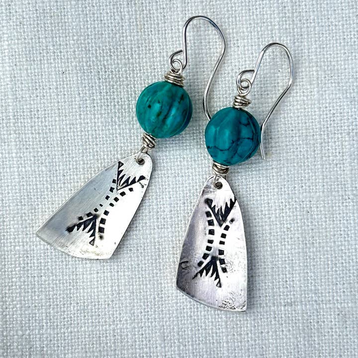 Sterling Silver Wing Earrings Handmade Turquoise Dangle Jewelry by iNk Jewelry for wholesale by iNk Jewelry