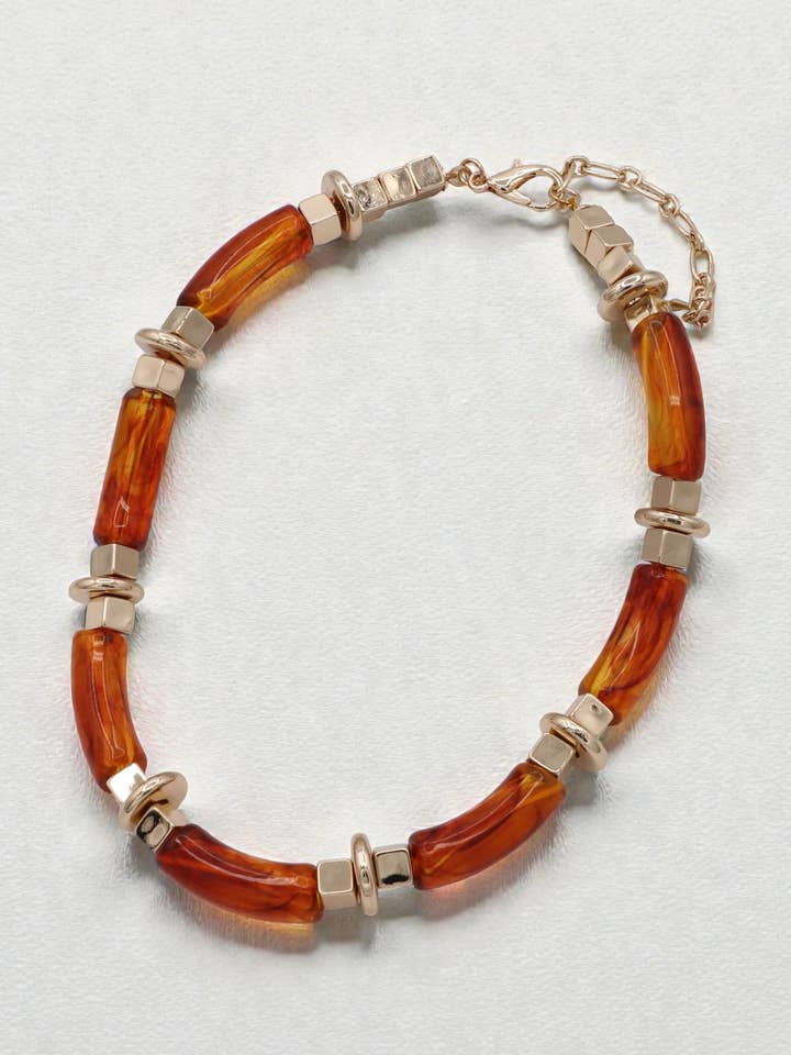 Geometric Acrylic Circle & Tube Bar Necklace for wholesale by Mint & Shine