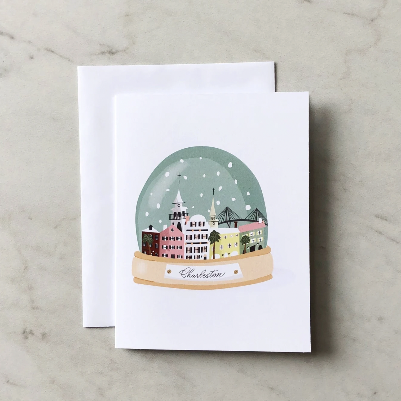 The Town Serif - Wholesale Christmas Card - Charleston Snow Globe Greeting Card - CHS Holiday1