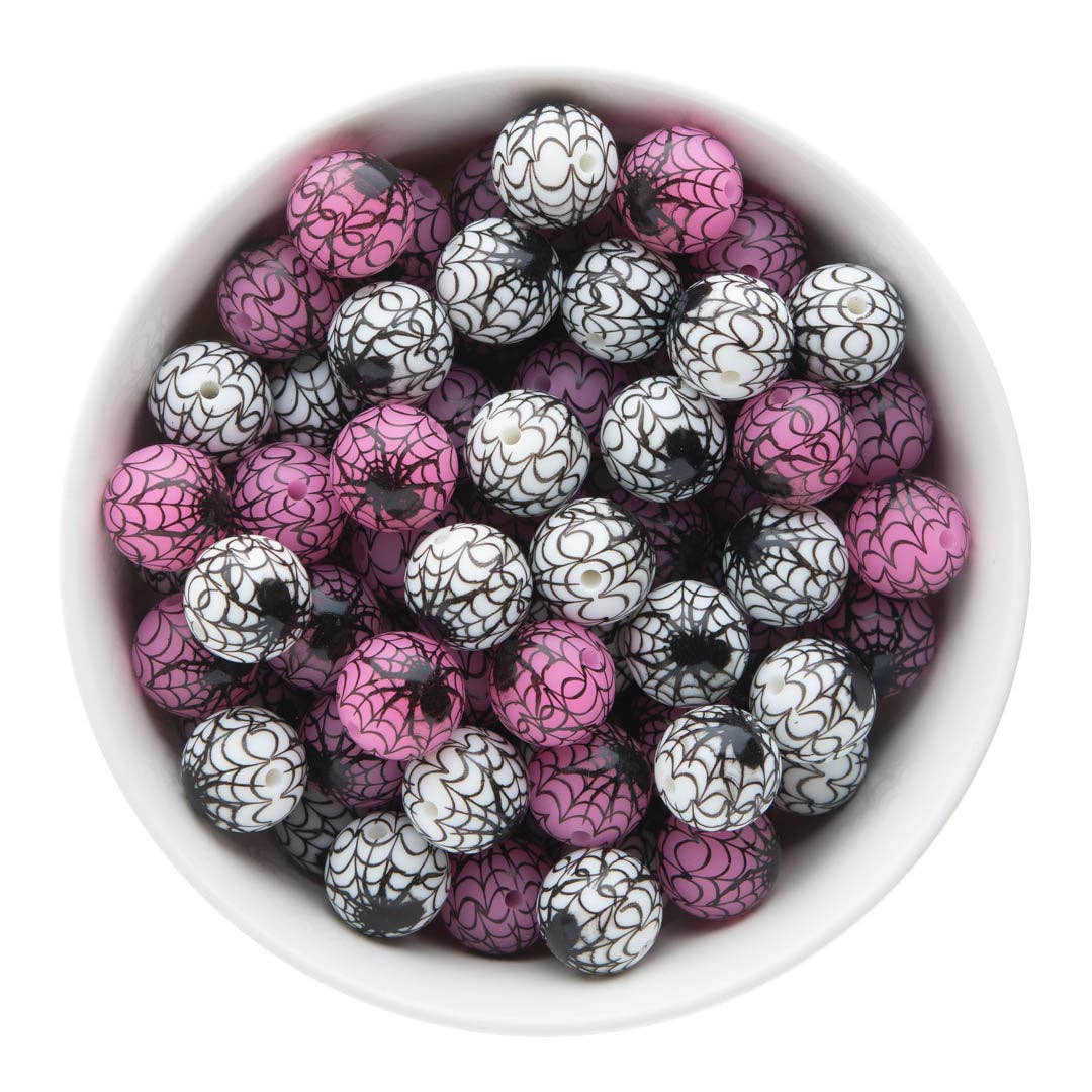 Cara & Co Silicone Craft Supply - Wholesale Beads - 15mm Round Spider Glow-in-the-Dark Silicone Print Beads3