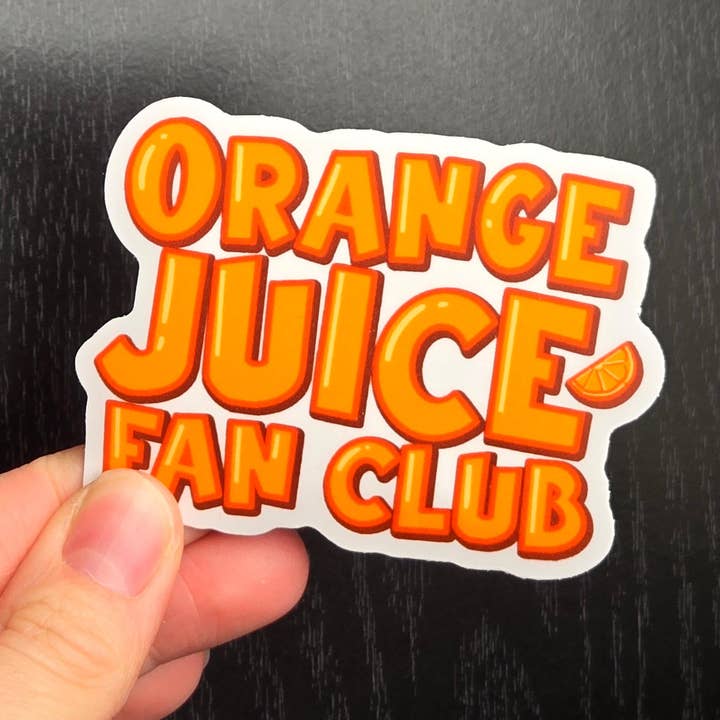 Orange Juice Fan Club Waterproof 3 Inch Vinyl Sticker for wholesale by Summer Break Studio