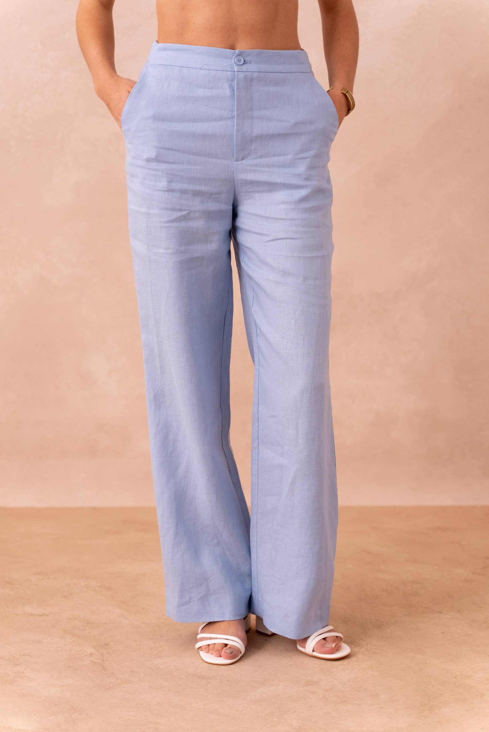 Attentif Paris - Wholesale Pants - Women's - [Linen] Plain straight trousers in premium quality linen42