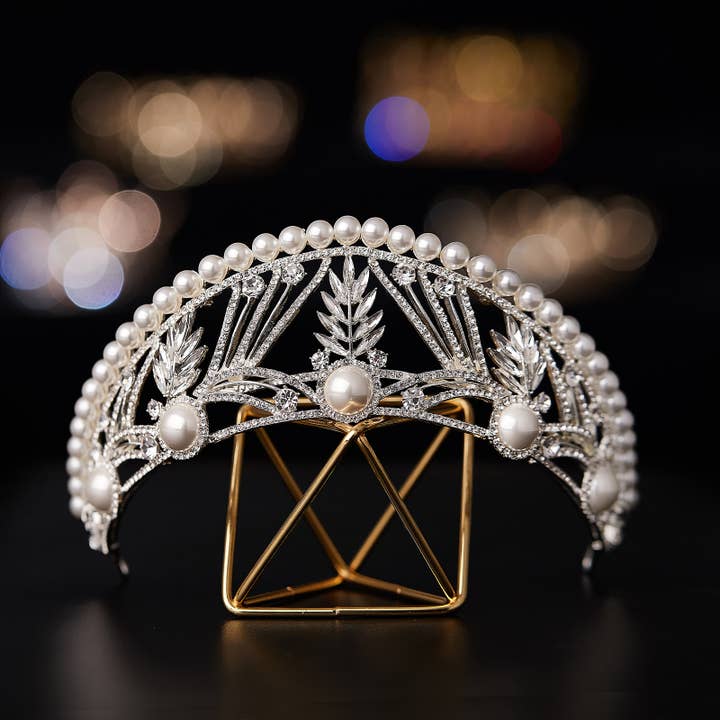 SWEETV - Wholesale Tiara - Women's - SWEETV Pearl Tiaras for Pageant, Anastasia Queen Crown