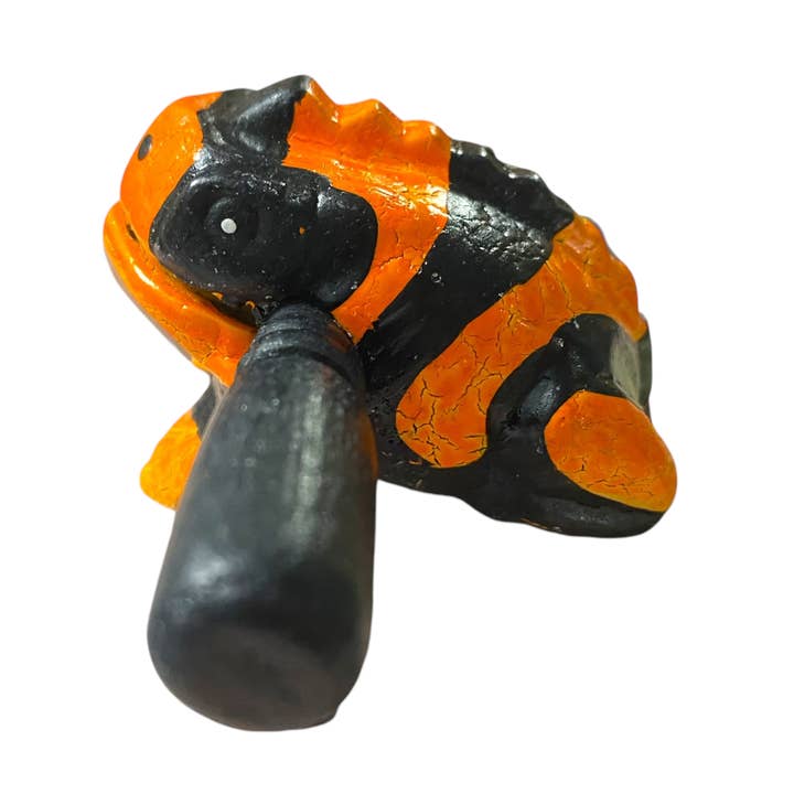 1.5" Small Musical Orange Dart Frog Percussion Instrument for wholesale by Music Frog Co