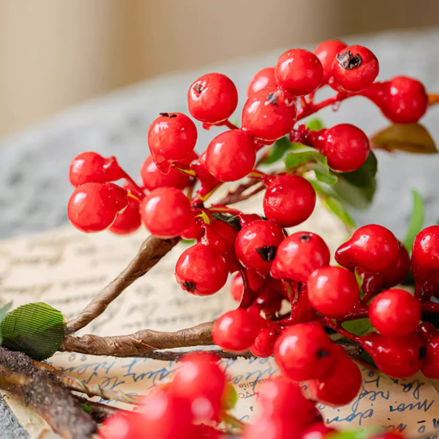 Rustic Reach - Vente Plantes artificielles - Tige de baie artificielle rouge de 17 pouces de haut1