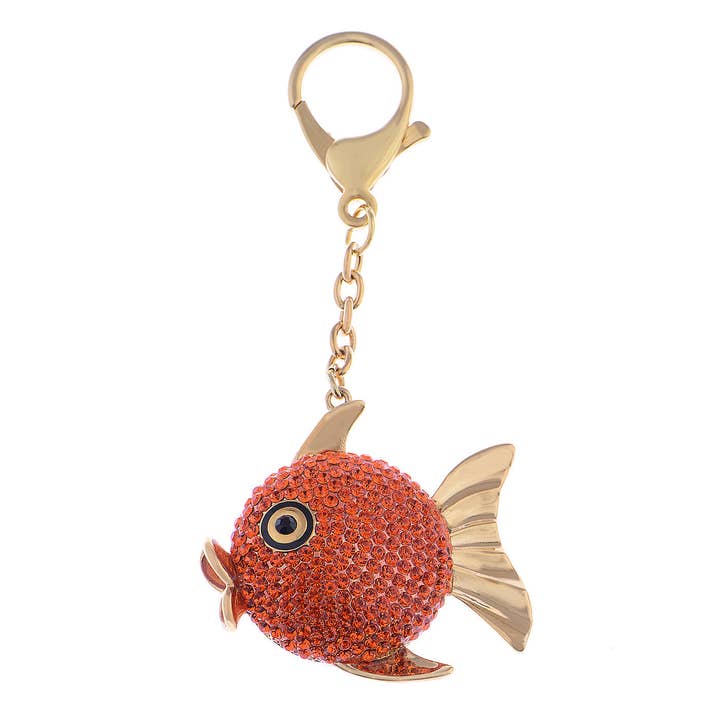 AK Brand – Porta-chaves - Mulher por atacado – Chaveiro Swarovski Crystal Fire Opal Angel Piranha Peixe