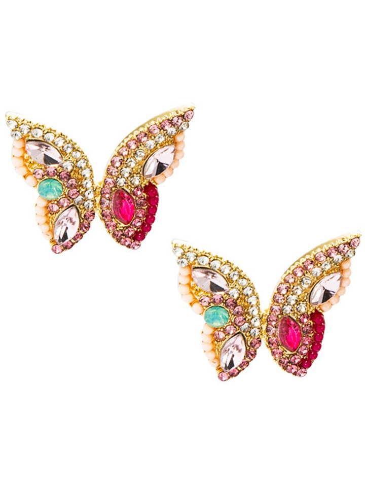 Butterfly Rhinestone Stud Earrings E4510 for wholesale by Ole