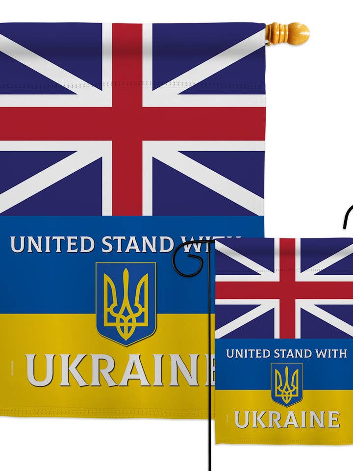Flag UK Stand With Ukraine Cause Garden House 2-Sided Home for wholesale by Two Group Flag Co