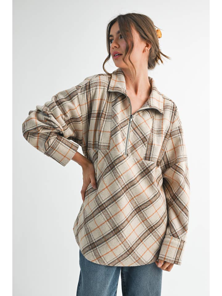 AEMI + CO - Wholesale Sweatshirt - Women's - 8421EK Mya Plaid Pullover 127