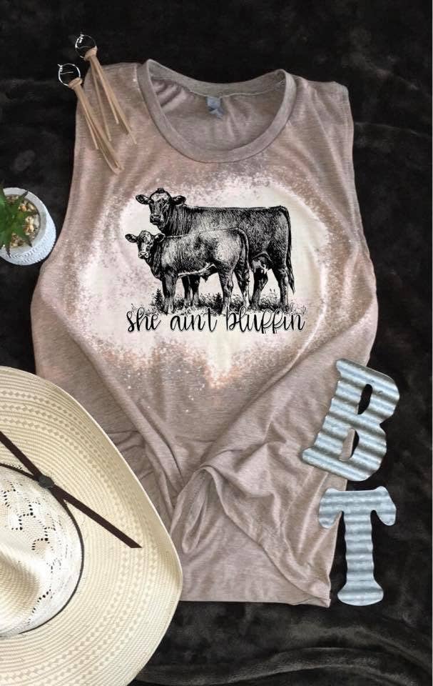 Backroad Threads Wholesale - Wholesale Tank Top - Women's - She ain’t bluffin Tank 🐂0