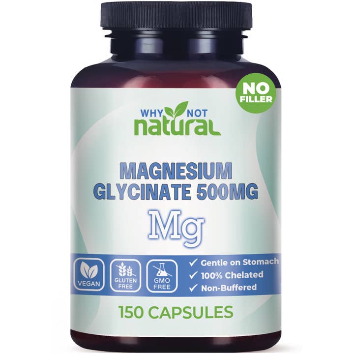 WhyNotNatural - Wholesale Oral Supplement/Vitamin - Magnesium Glycinate 500 mg Capsules Supplement - Vegan, 100%