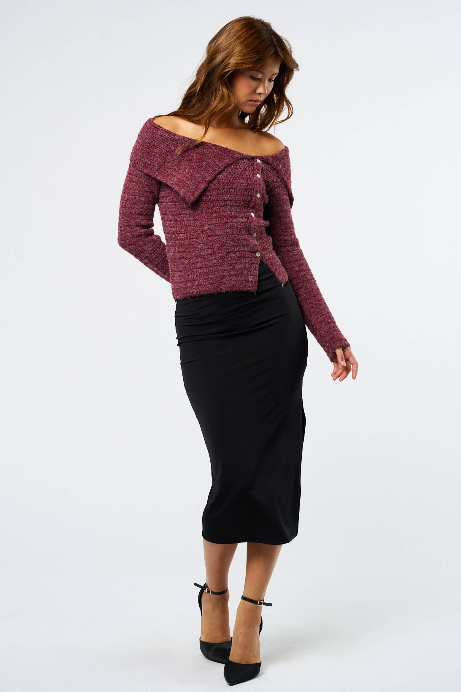 Blue Blush - Wholesale Knit Top - Women's - The Off-Shoulder Sweater Top8