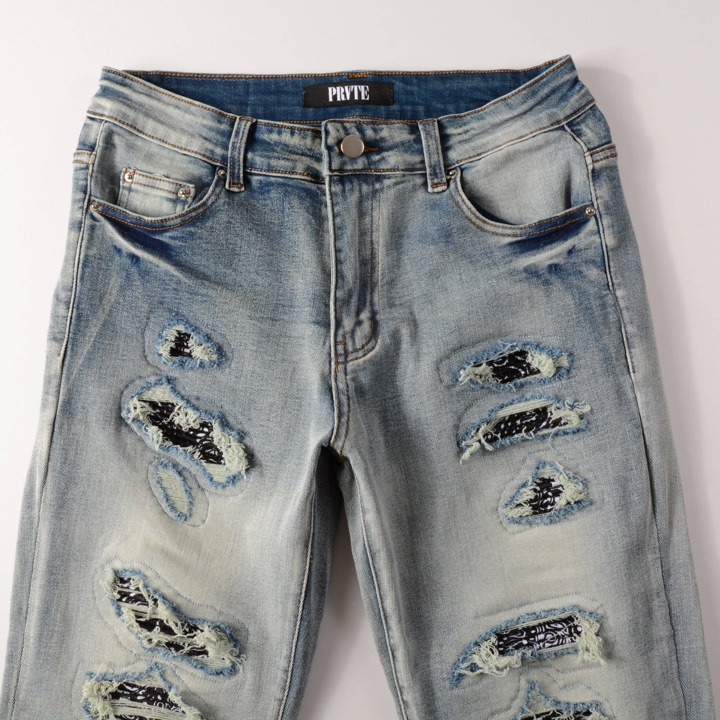 PRVTE LONDON - Wholesale Jeans - Men's - WASHED PAISLEY JEANS2