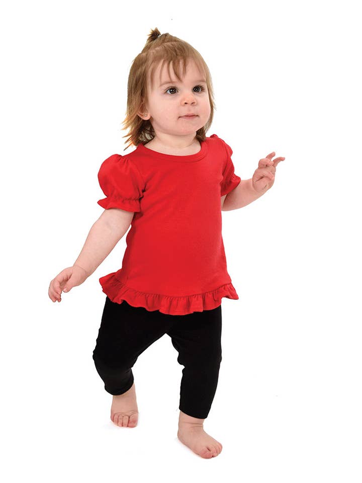 Infant Toddler Short Sleeve Girls Ruffle Top Blank Frill Tee for wholesale by MONAG