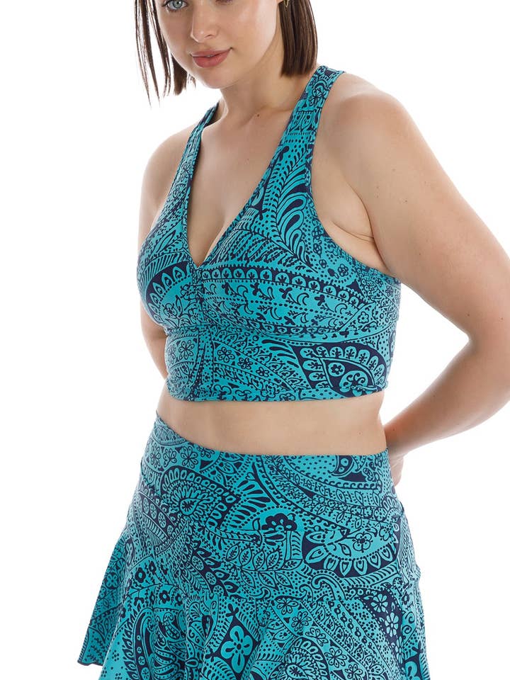 Paisley Tide Eco Racer Back Bra for wholesale by Carra Lee Active