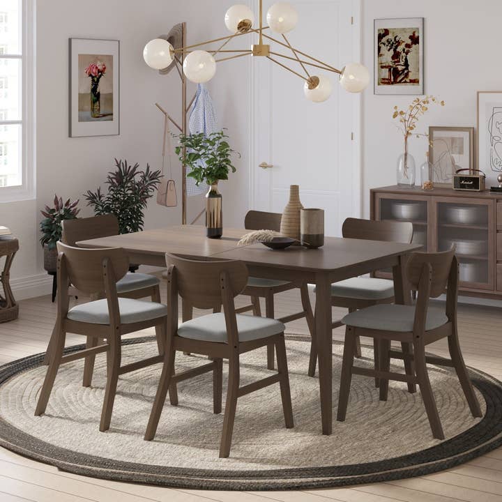 Home Design Easton 7 Piece Dining Set, Dining Room, Brown, Gray/Brown for wholesale by Home Design