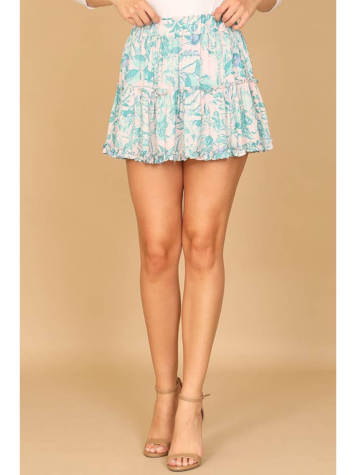 ROSA GRÖN VOLANG TROPISK MINIKJOL för wholesale på Faire1