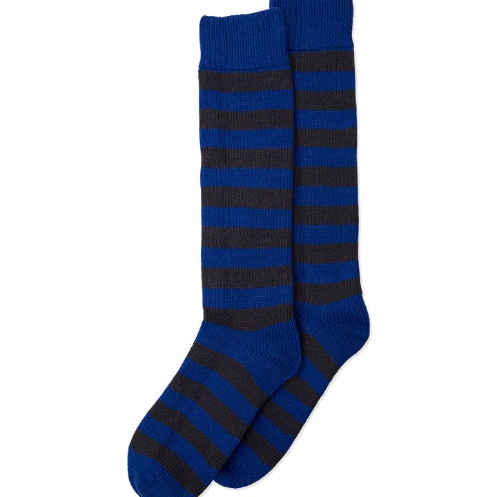 Stripe Cashmere Mix Sockor - Blå/Svart för wholesale av Somerville Scarves