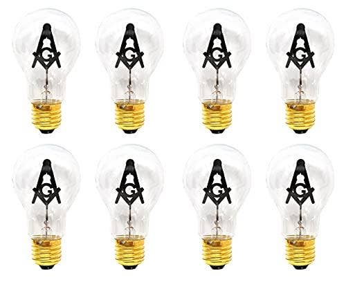 Mandala Crafts – Lâmpada/disco por atacado – Mandala Crafts E27 3W Freemason Lightbulb Presentes de maçom para homens - Scottish Rite Shriners Prince Hall Presentes maçônicos para homens ÃÂ Freemason Square e bússola emblema lâmpada para decoração de altar3