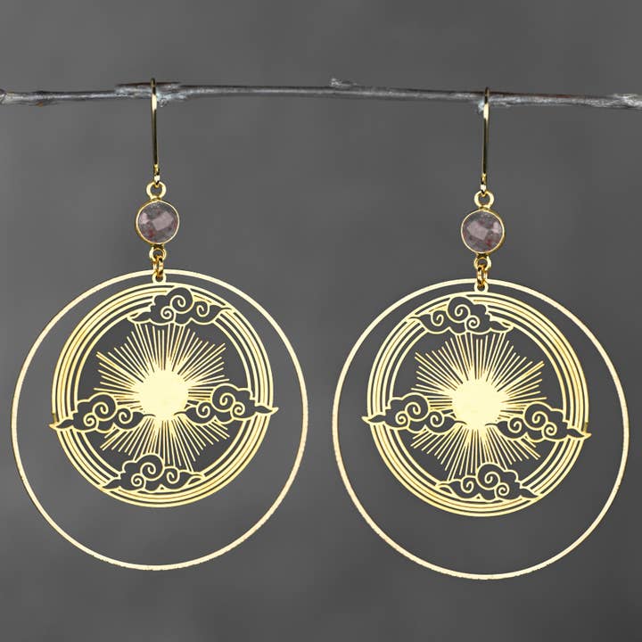 Here Comes the Sun Hoops w/ Semi Precious Earrings for wholesale by KBD Studio