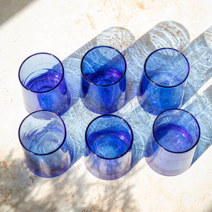 Maison Berber – wholesale Drinking glass/cup – Moroccan Beldi Glasses Set of 6 - Blue4