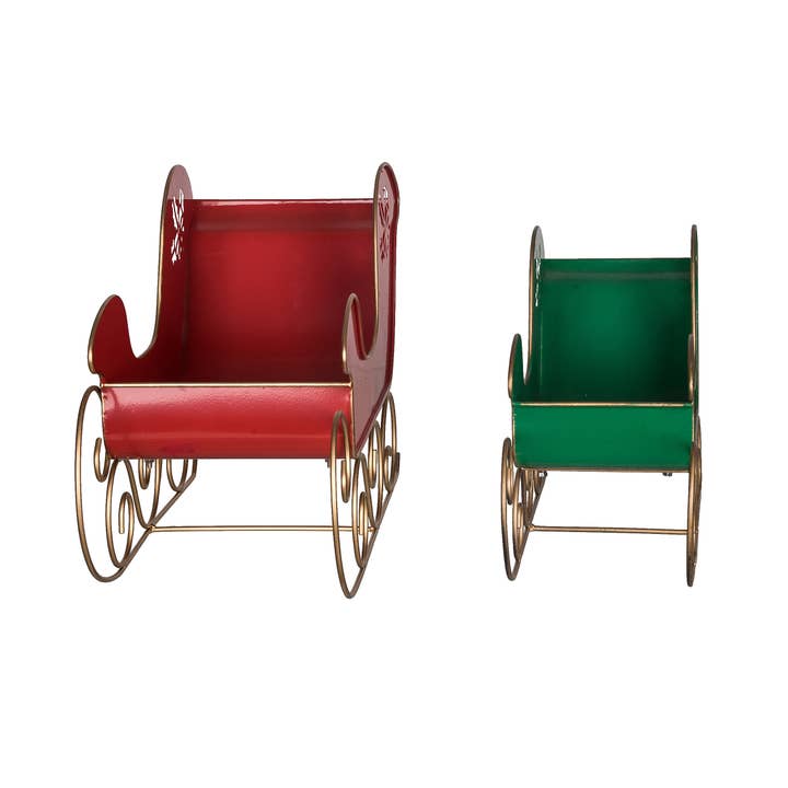 Transpac - Wholesale Christmas Decoration - CLOSEOUT Metal Merry Sleigh Container S/22