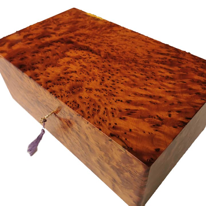 Sieraden, doos met manchetknopen. Handgemaakt van Thuya Burl 12x8x4.7″ voor wholesale door BONGUSTOSTYLE