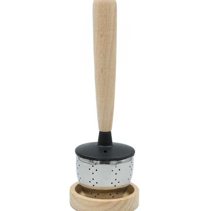 ARELO - Wholesale Tea Strainer/Infuser - Tea strainer with wooden handle and drain dish