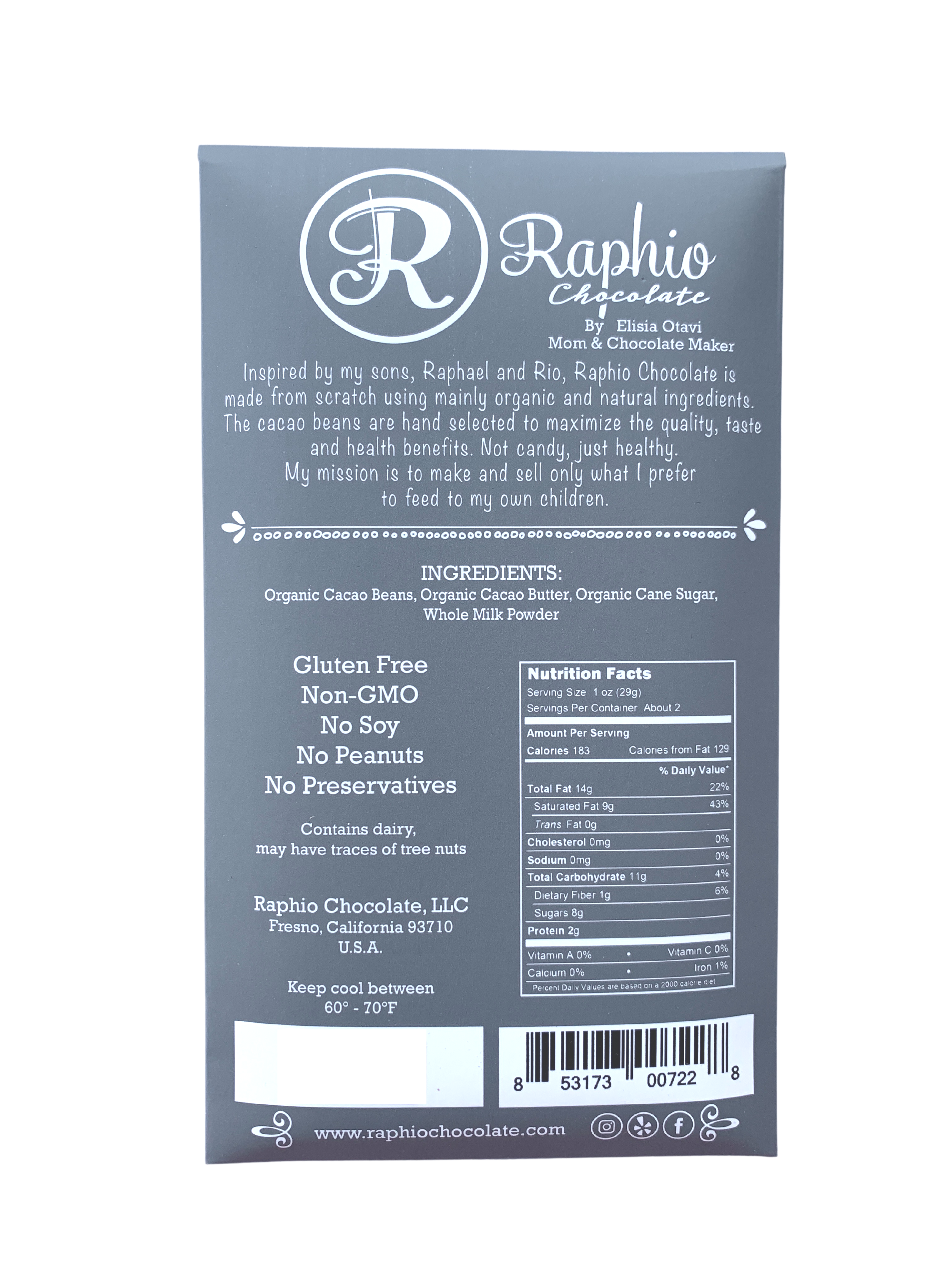 Raphio Chocolate - Wholesale Chocolate Bar - 62% Dark Milk Chocolate1