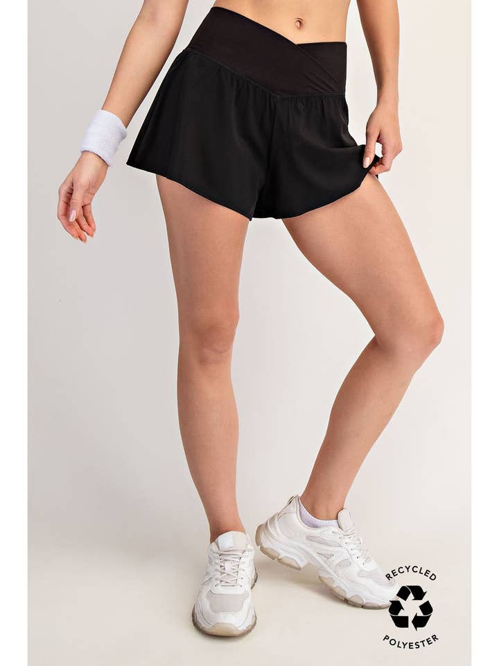 V CROSSOVER FLARED SHORT for wholesale by Rae Mode