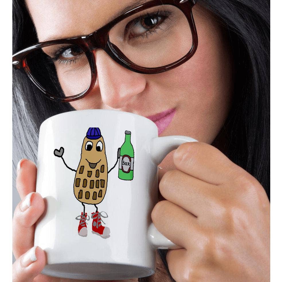 3dRose – wholesale Coffee mug – 3dRose, Funny Cute Peanut Man Drinking Beer Cartoon, Mug9
