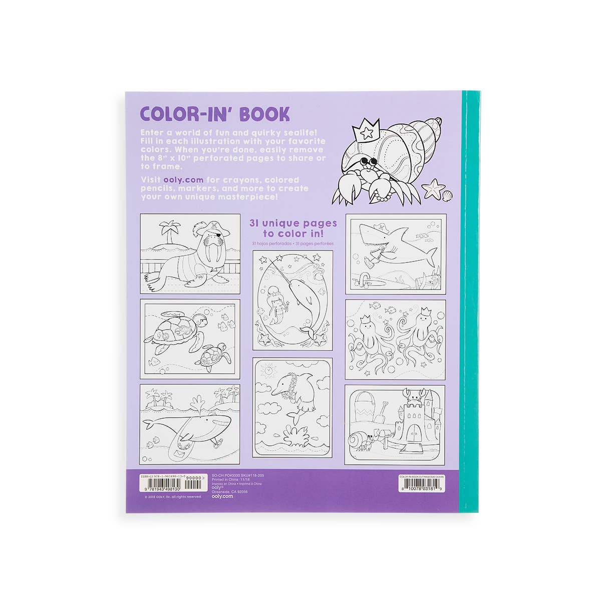 OOLY - Wholesale Coloring & Activity Book - Kids & Baby - Color-in' Book: Outrageous Ocean (8" x 10";31 Pages)1