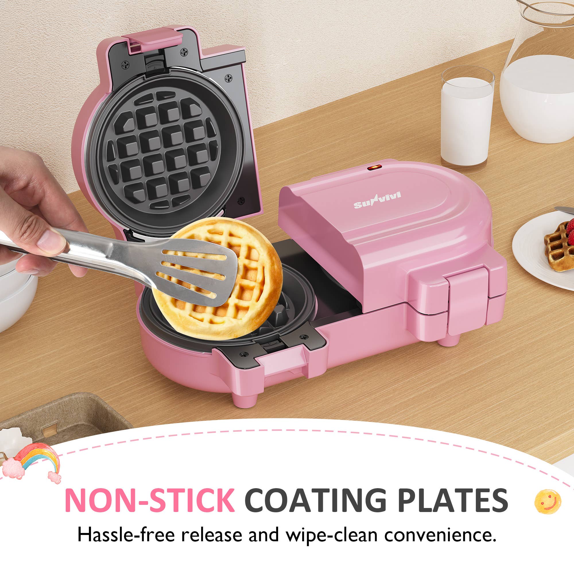 Heynemo - Wholesale Kitchen Appliance - Double Belgian Waffle Maker with Removable Nonstick Plates3