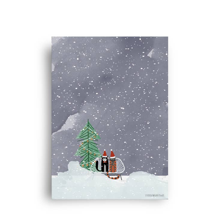 STUDIOZWAANSTRAAT – postal de Natal por atacado – cartão postal - série Natal - Ot en Sien comemorando o Natal