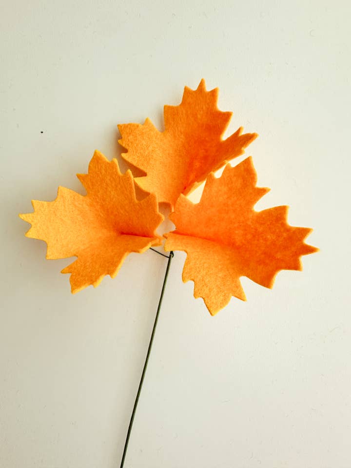 Maple Felt Fall Leaf Stem - Golden Yellow for wholesale by Resa Curbo Creative