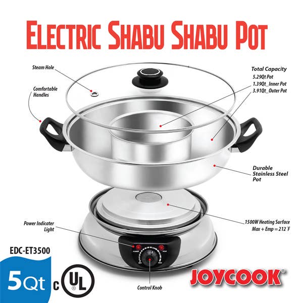 EMC - Vente Marmites - Pot Shabu Shabu électrique JOYCOOK 5 pintes3