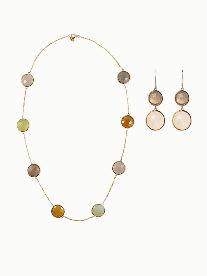 Sivalya Set aus Halskette und Ohrringen mit mehreren Edelsteinen, Wien für den Großhandel von Sivalya