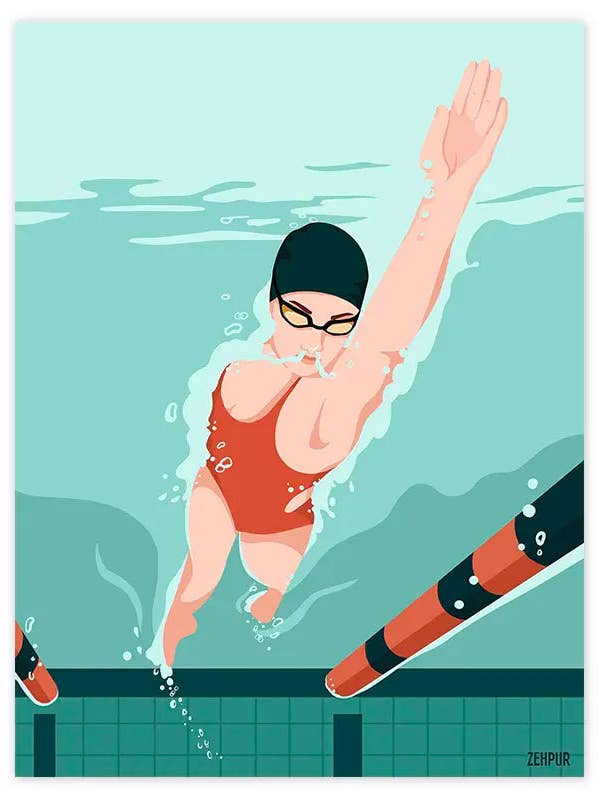 Affiche nageuse⎜Poster sport natation pour la vente par Zehpur