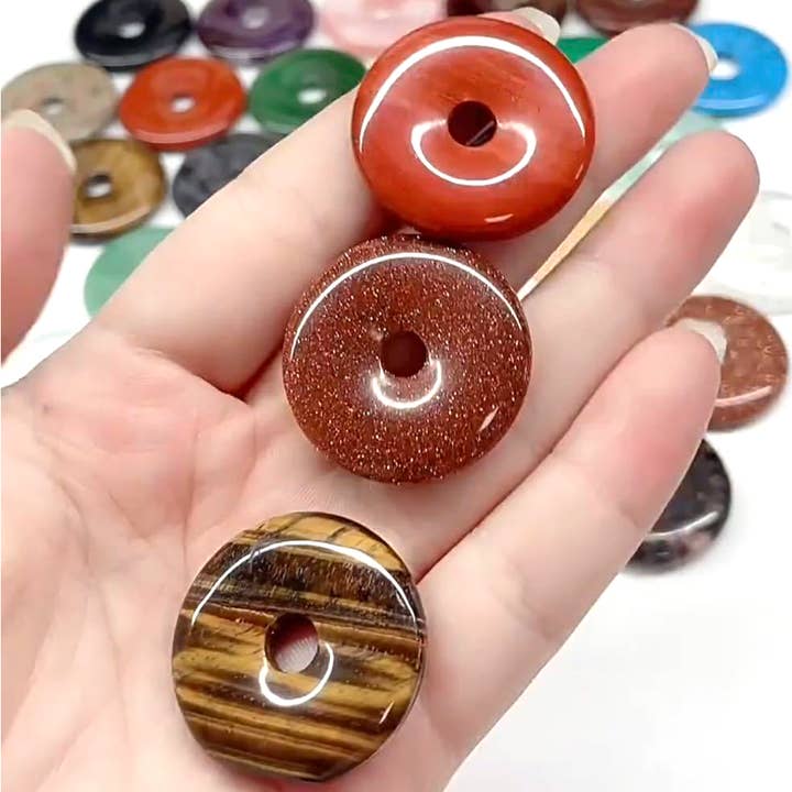 Shamans Crystal - Wholesale Individual Charm/Pendant - Gemstone Donuts Pendant, Crystal Doughnut Pendant